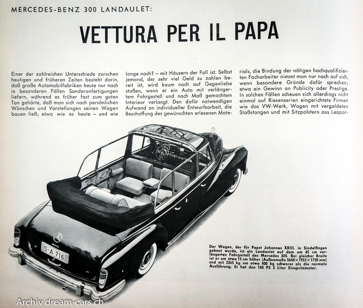 Mercedes 300 Landaulet für Papst Johannes XXIII