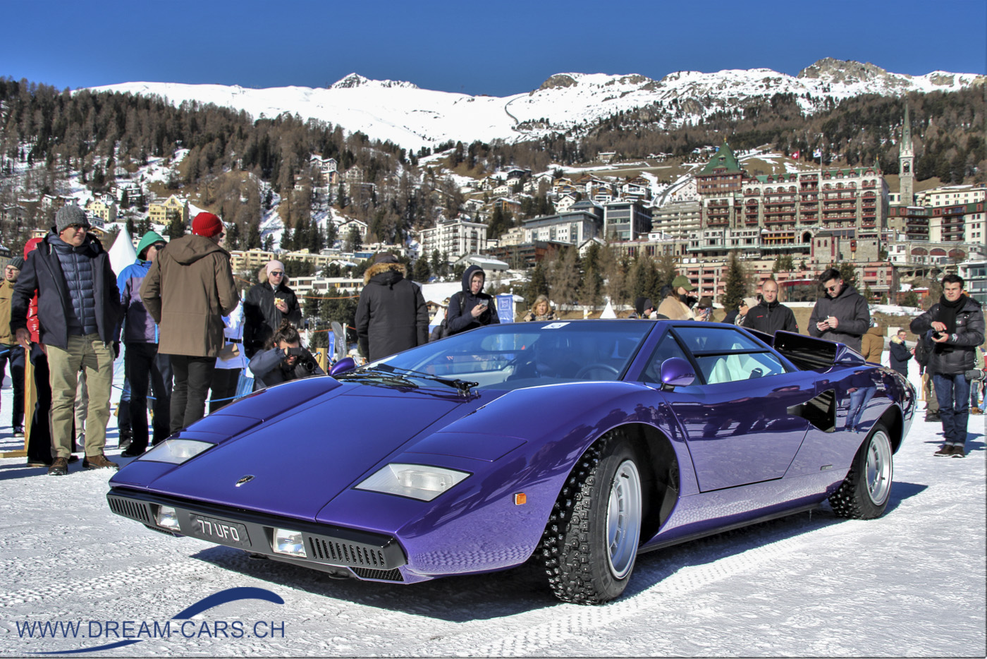 THE ICE, St. Moritz, 26. Februar 2022. Der Lamborghini Countach in der Urform